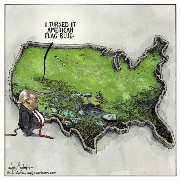 Presdent Trump turns America algae green