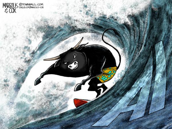 Bull Surfs AI Wave