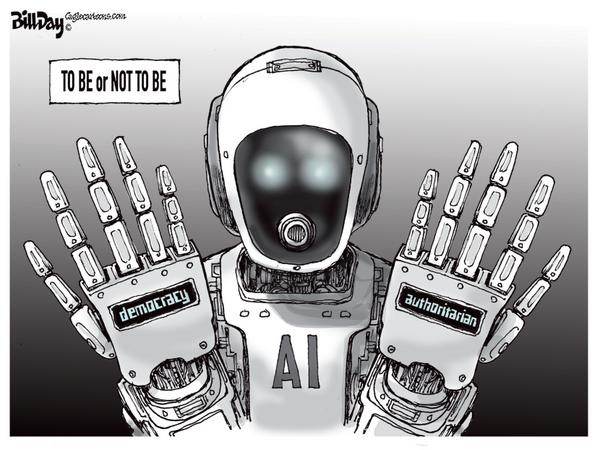 AI Robot Weighs Democracy Against Authoritarianism