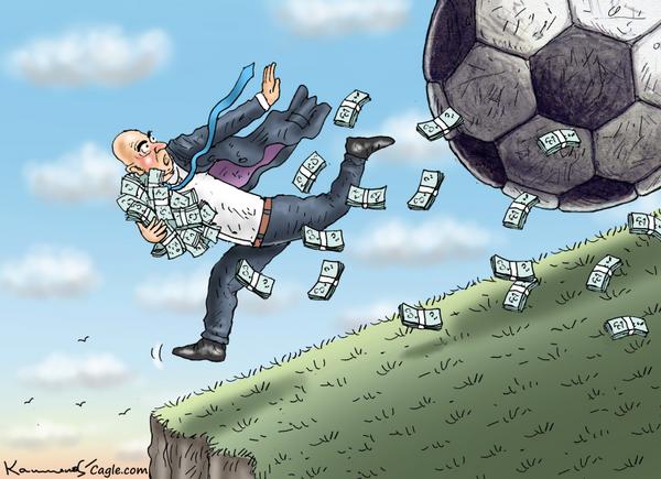 Businessman Falls Off Cliff Chased by Soccer Ball