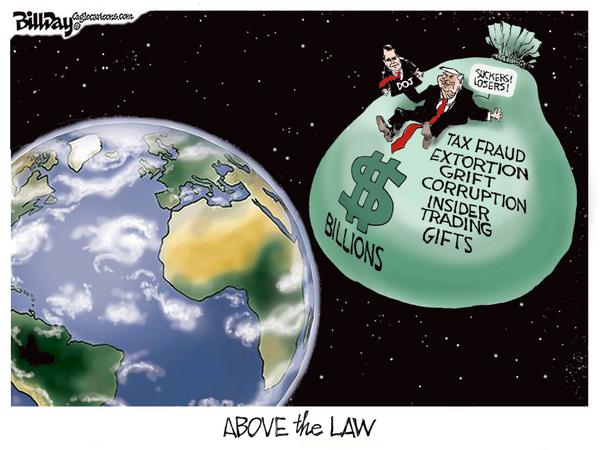 Trump on Billions Corruption Money Bag
