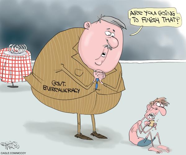 Hungry Government Bureaucracy Eyes Starving Man