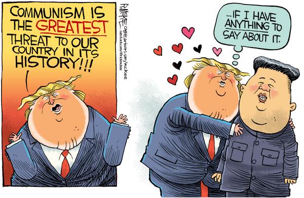 Trump Embraces Kim Despite Communism Sign