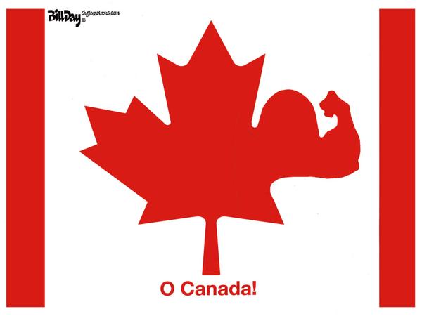 Flexing Maple Leaf on Canadian Flag