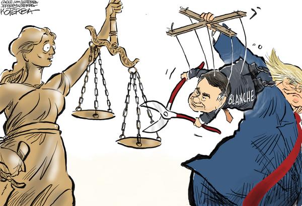 Trump Pulls Blanche's Strings to Cut Lady Justice