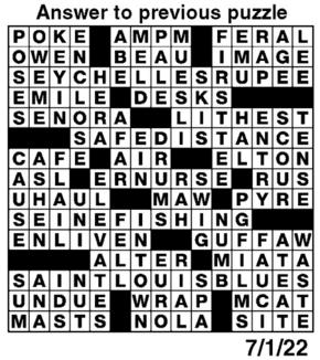 Answers to Previous Crossword