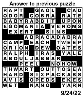 Answers to Previous Crossword