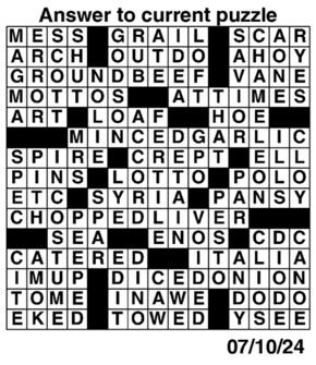 Answers to Previous Crossword