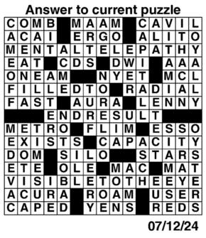 Answers to Previous Crossword