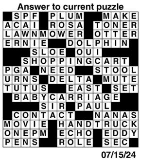 Answers to Previous Crossword