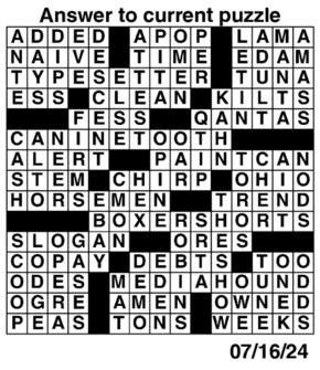 Answers to Previous Crossword