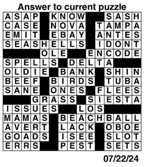 Answers to Previous Crossword