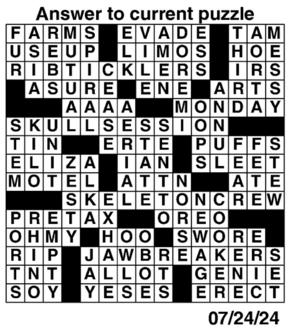 Answers to Previous Crossword