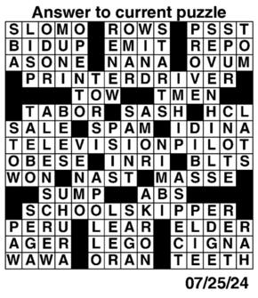 Answers to Previous Crossword