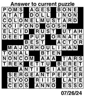 Answers to Previous Crossword