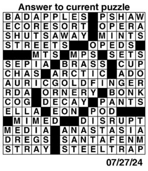 Answers to Previous Crossword