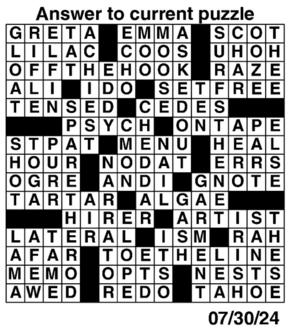 Answers to Previous Crossword