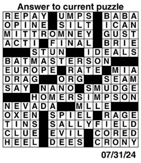 Answers to Previous Crossword