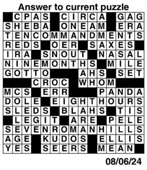 Answers to Previous Crossword