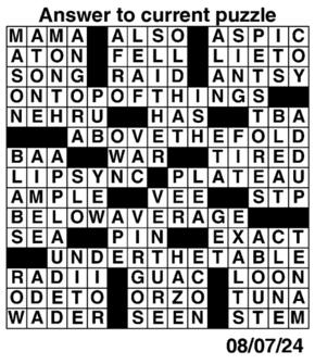 Answers to Previous Crossword