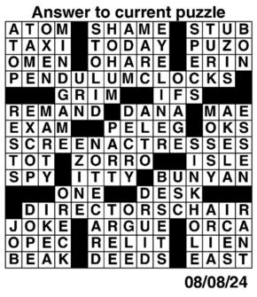 Answers to Previous Crossword