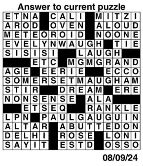 Answers to Previous Crossword