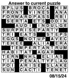 Answers to Previous Crossword