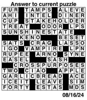 Answers to Previous Crossword