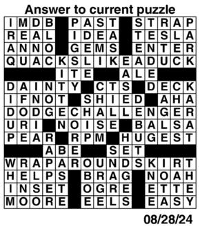 Answers to Previous Crossword