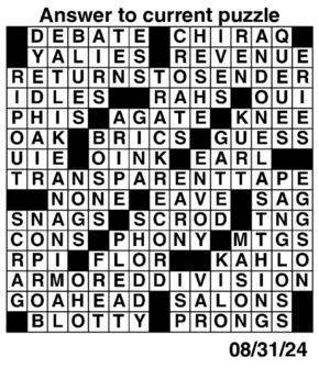 Answers to Previous Crossword