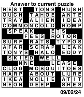 Answers to Previous Crossword