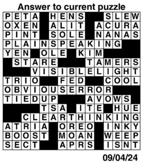 Answers to Previous Crossword