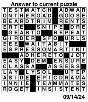 Answers to Previous Crossword