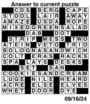 Answers to Previous Crossword