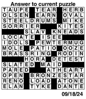 Answers to Previous Crossword