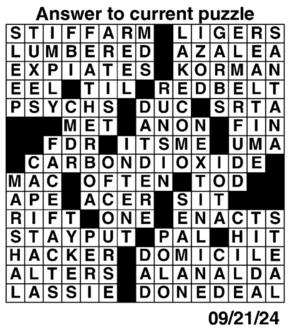 Answers to Previous Crossword