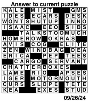 Answers to Previous Crossword