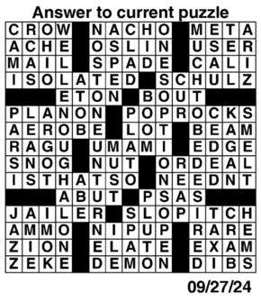 Answers to Previous Crossword