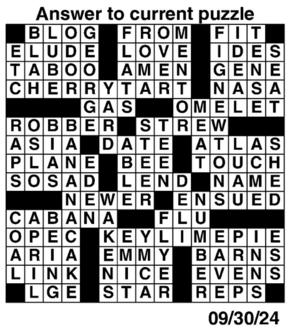 Answers to Previous Crossword