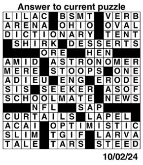 Answers to Previous Crossword