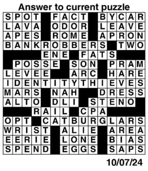 Answers to Previous Crossword