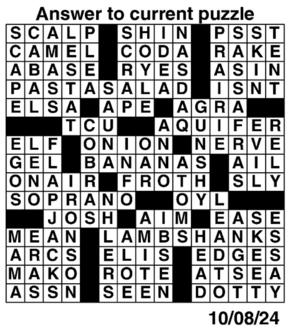 Answers to Previous Crossword