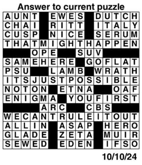 Answers to Previous Crossword