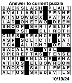 Answers to Previous Crossword