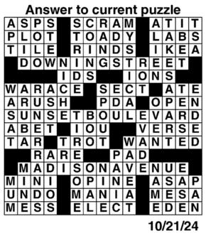 Answers to Previous Crossword