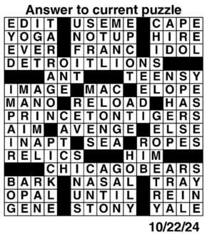 Answers to Previous Crossword