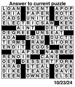 Answers to Previous Crossword