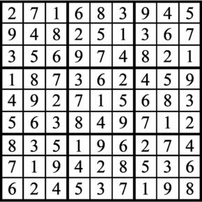 Answers to Previous Sudoku Puzzle