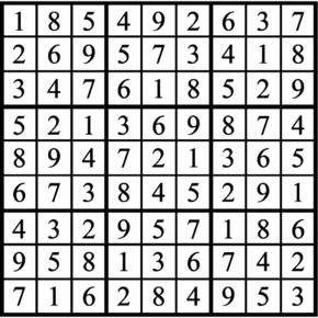 Answers to Previous Sudoku Puzzle