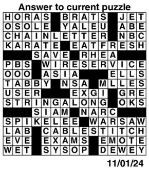 Answers to Previous Crossword